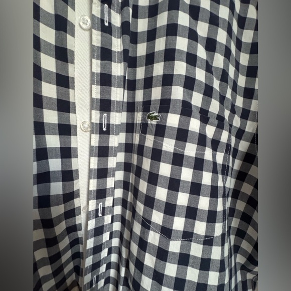 LACOSTE black and white collared long sleeve button up dress shirt (EU 40) - Picture 3 of 5